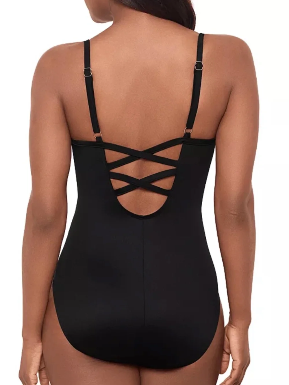 Miraclesuit black blue Paka Mayan Temptress one piece swimsuit sz 14